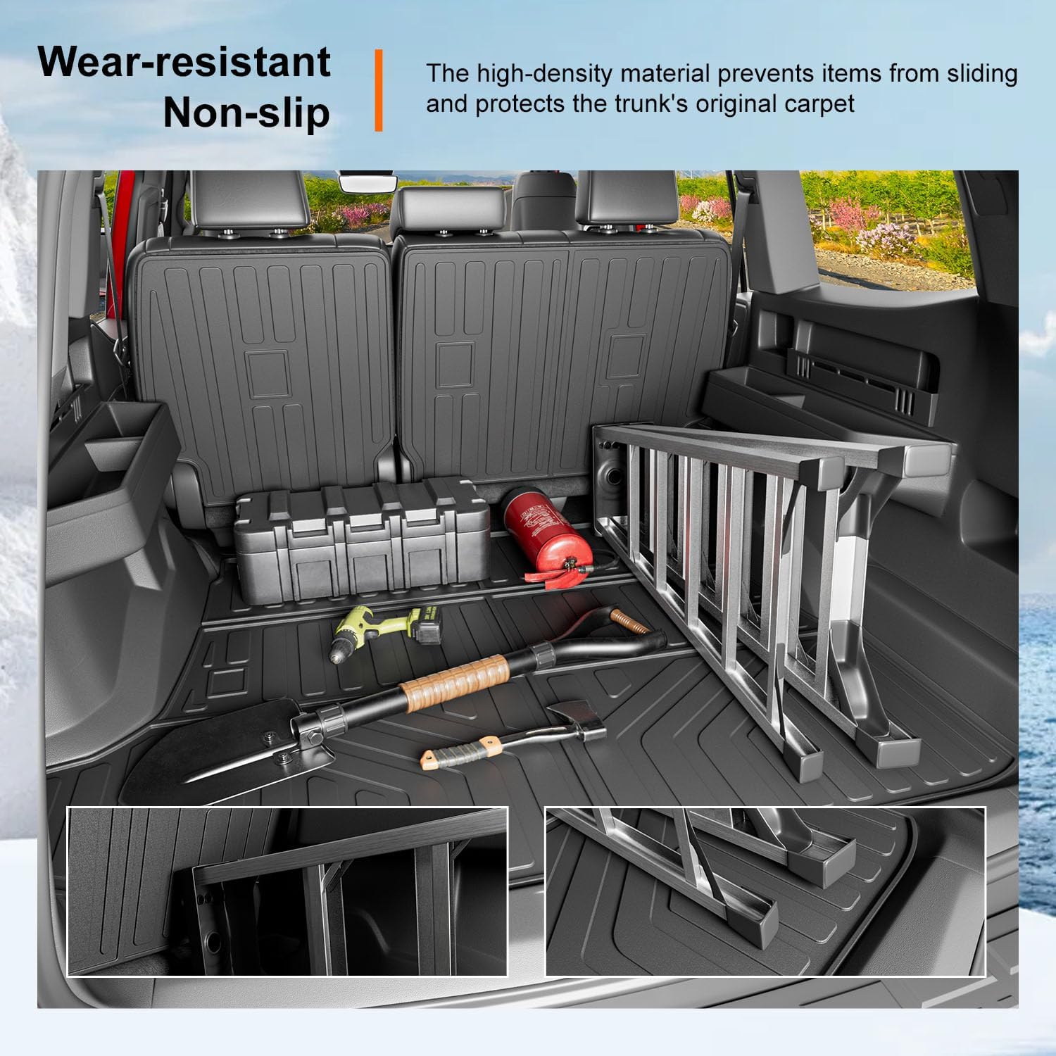 powoq 5 Seats Cargo Mat Compatible with 2025 2026 Toyota 4Runner Trunk Mat (No Hybrid EV & i-Force MAX) Trunk Liner TPE Cargo Liner Back Seat Protector Replacement for 25-26 Toyota 4Runner Accessories