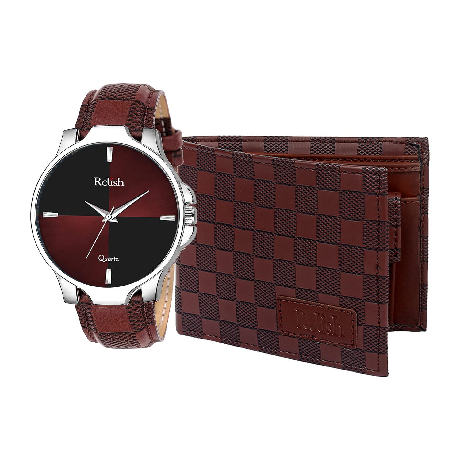 Relish Analog Watch and Wallet Combo Pack for Men and Boys (Brown Strap, Silver Case, Brown Strap) | RE-WW253C (B09TRFRH86) Amazon Price History, Amazon Price Tracker