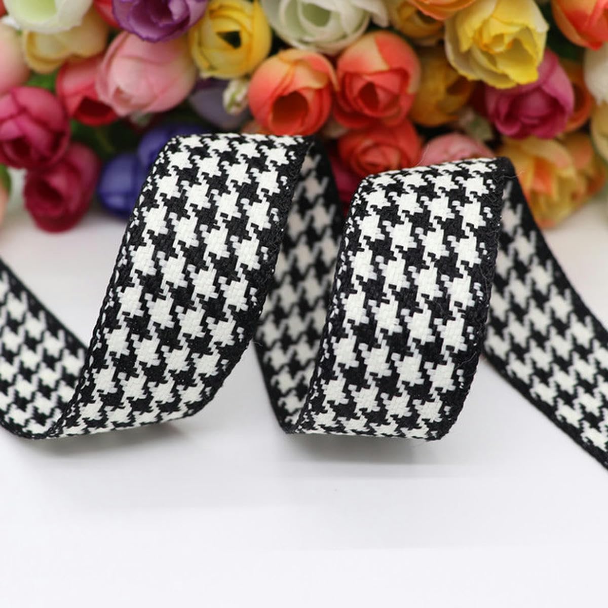 50 yardas 1 "25 MM/1,5" 38 MM cintas de grosgrain estampadas de enrejado de lino de algodón para lazos para el cabello DIY hecho a mano-4-25MM