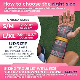 DR. BRACE Adjustable Wrist Brace Night Support for Carpal Tunnel, Doctor Developed, Upgraded with Double Splint & Therapeutic Cushion,Hand Brace for Pain Relief,Injuries,Sprains (S/M Left Hand, Grey-Pink)