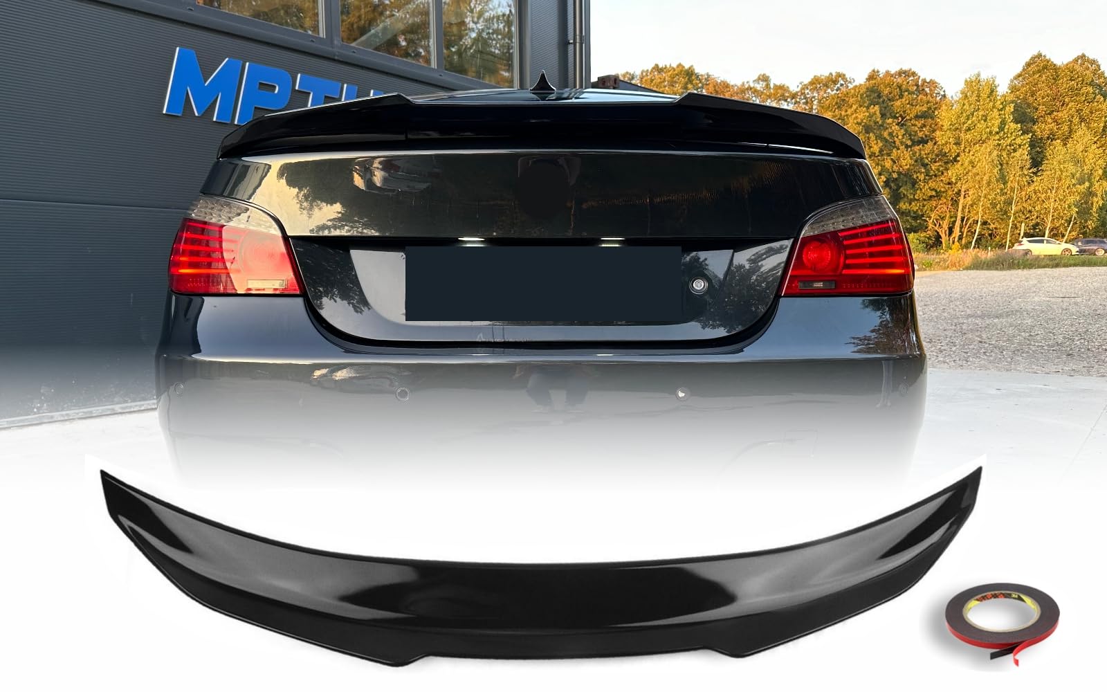 MpTuned Heckspoiler passend für 5er E60 Limousine 2004–2009, Spoiler Lippe Kofferraum PSM, ABS Kunststoff, Schwarz Glänzend, Sport Design, Einfache Installation