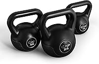 CAP Barbell 45lb Cement Kettlebell Set: 10lb, 15lb, 20lb Vinyl-Coated for Strength, Cardio & Home Gym Workouts