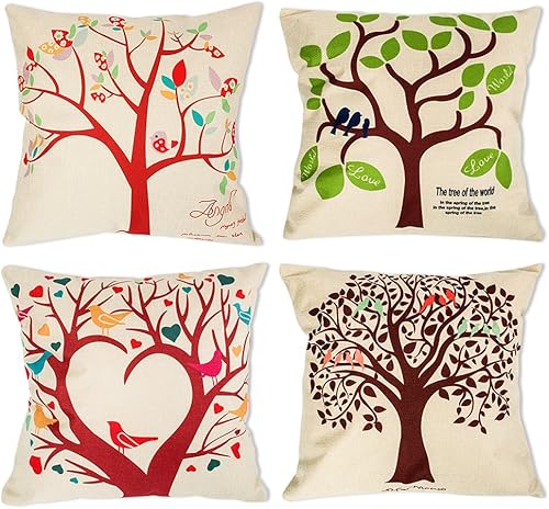 laime Juego de 4 fundas de almohada de 18 x 18 pulgadas, fundas de almohada decorativas con patrón natural, fundas de almohada decorativas para el
