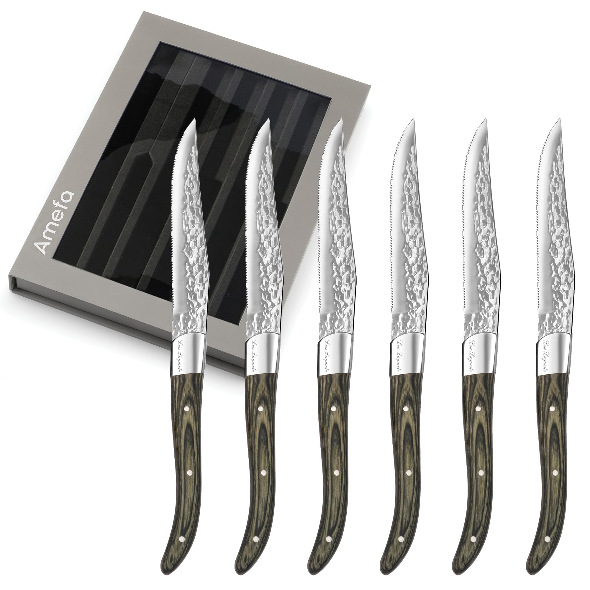 ELOI ナイフ Amazon.com: Amefa Lou Laguiole Vulcano Steak Knife, Set of 6