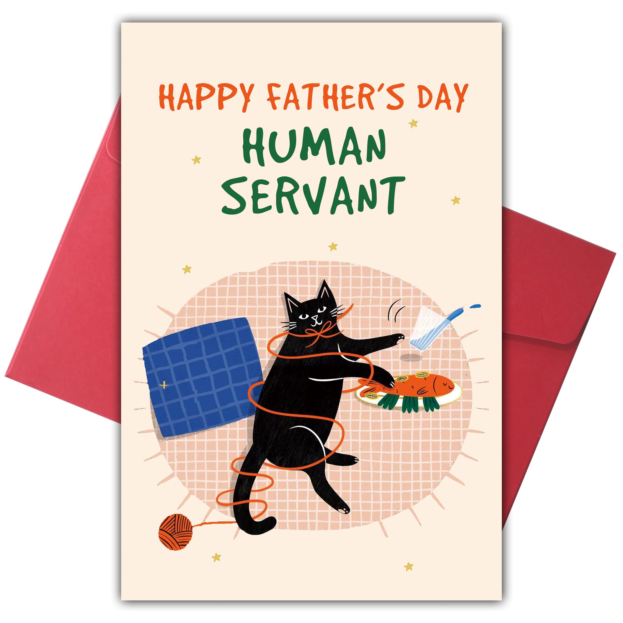 Bewoow Funny Cat Dad Father's Day Card, Cute Father's Day Card for Cat Lovers, Happy Cat Dad Gifts for Men Husband