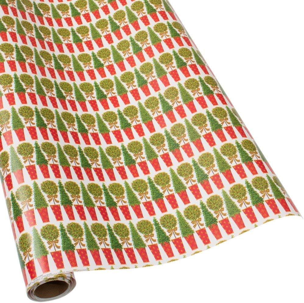 Caspari Topiary Stripe 30 in. x 8 ft. Wrapping Paper in