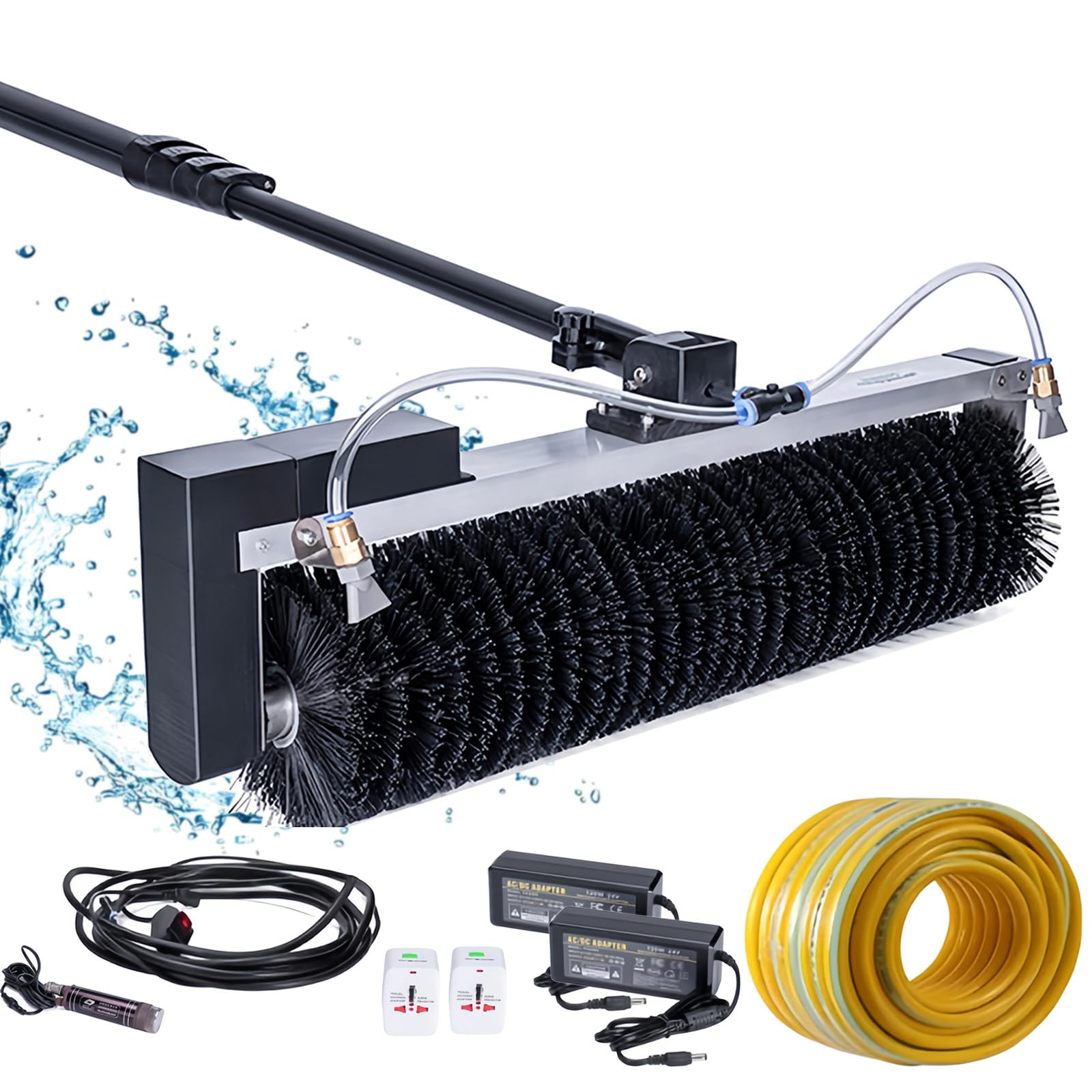 OLSKFUH Solar Panel Cleaning Kit - Telescopic Pole & Water Fed Brush For Efficient Cleaning Of Solar Panels Roofs - Outdoor Maintenance Tool For Homeowners,5.5m/18ft