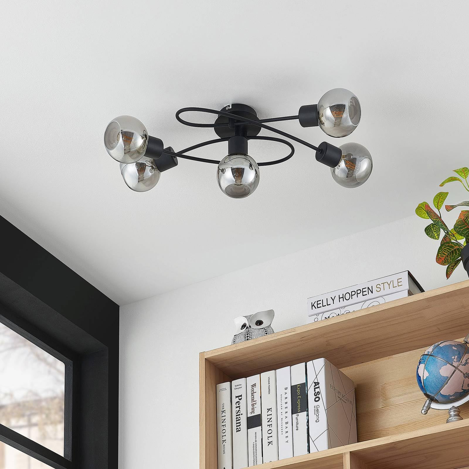 Lindby Deckenlampe Elaina (Modern) in Schwarz aus Metall (5 flammig, E14) - Deckenleuchte Lampe Wohnzimmerleuchte