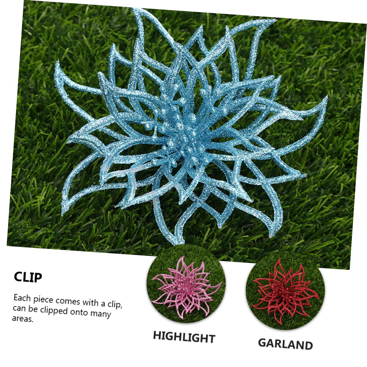 10pieza Flores Artificiales De Navidad Brillantes para Decoración De Fiesta Accesorios De Flores para Guirnalda y Árbol De Navidad Adorno De Poinsettia para Bodas y Celebraciones