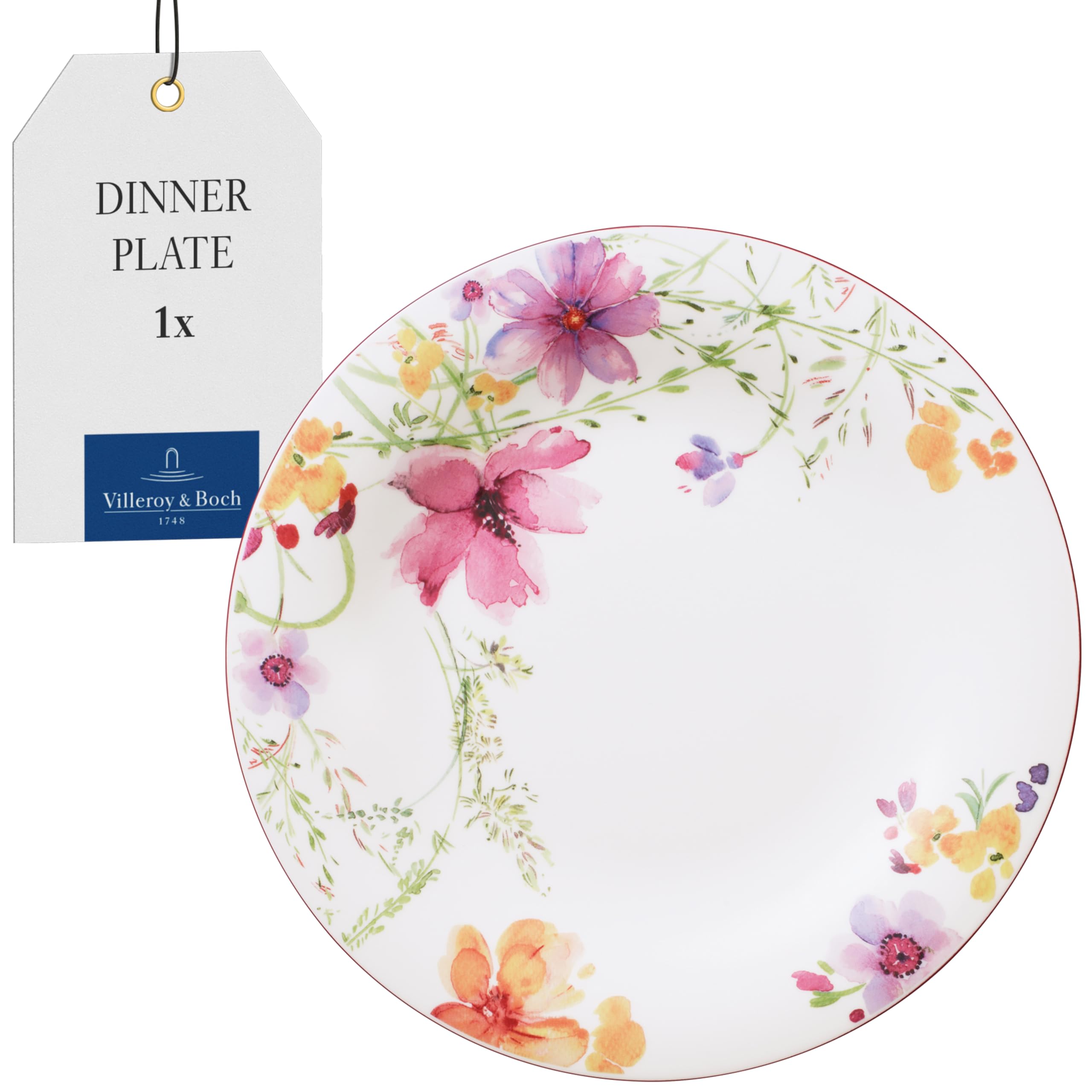 Villeroy & Boch Basic 1041002620 Mariefleur Dinner Plate, 27 Cm, Premium Porcelain White