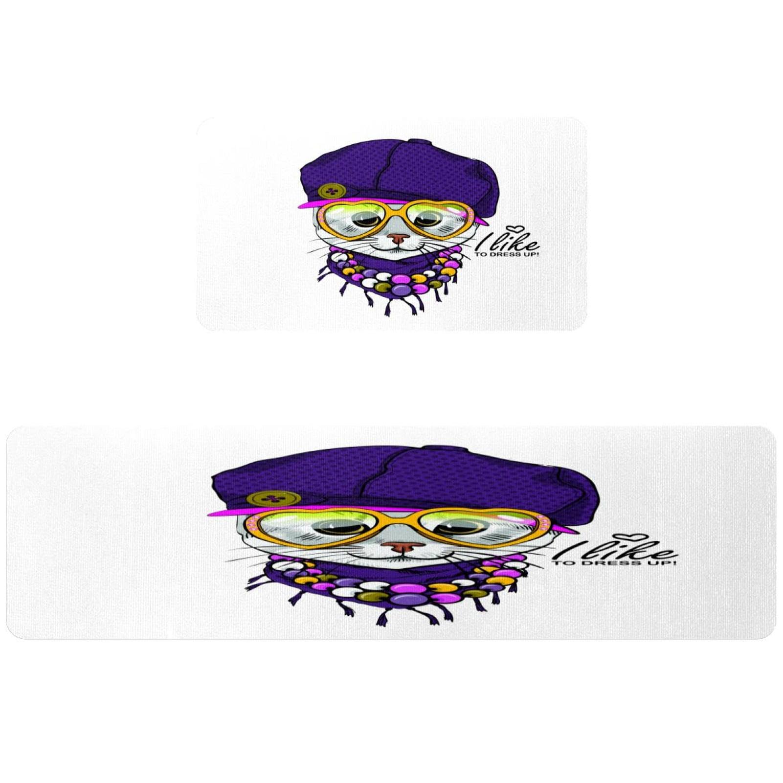 Tapis de cuisine chat lot de 2 absorbants et antidérapants pour couloir et buanderie