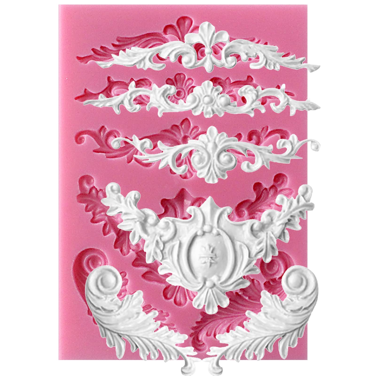 Baroque Style Scroll Lace Silicone Mold - For Fondant, Cake Decorating, Soap, Clay, Plaster, DIY Crafts