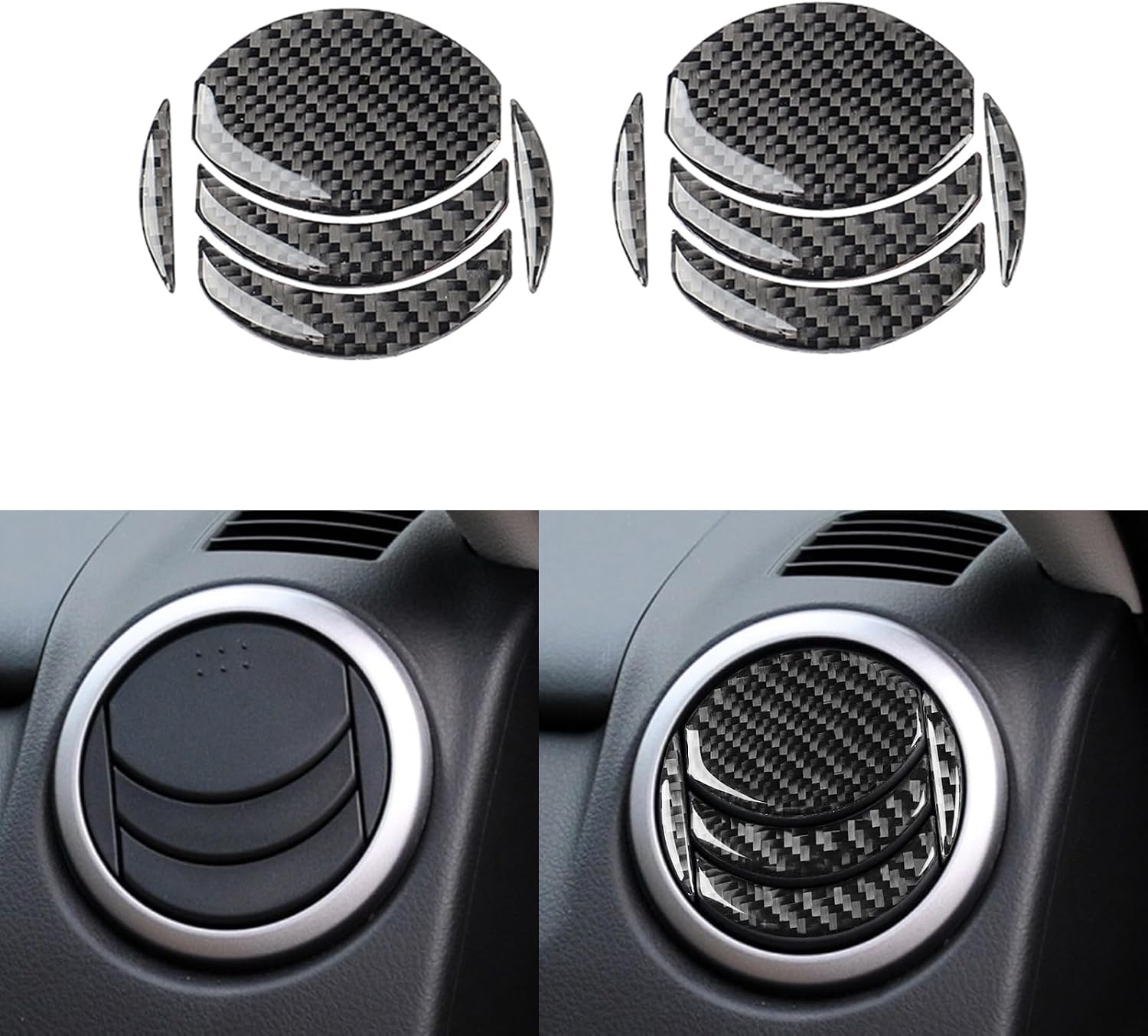 Real Premium Carbon Fiber Car Dashboard Side AC Vent Air Outlet Air Conditioner Vent Outlet Frame Soft Sticker Compatible with Grand Vitara 2006-2013 Auto Interior Black Accessories 10pcs