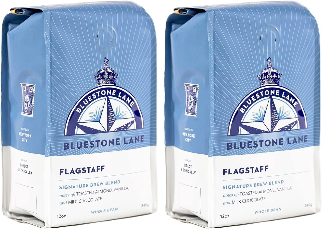 Bluestone Lane Flagstaff Ground Coffee, Medium Roast, Filter & Cold Brew Blend, 12 Ounce Bag (Pack of 2)