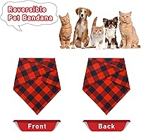 Vista 5 de Malier Paquete de 2 bandanas para perro de Navidad clásica a cuadros para mascotas, bufanda, baberos triangulares, pañuelos, accesorios de disfraz