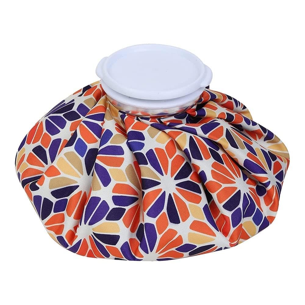 TAKASH Pain Relief Hot Cold Therapy Reusable Ice Bag Pack And Wrap For Head, Shoulder, Back, Knee Etc.(9Inch, Multicolor, Lime Design)