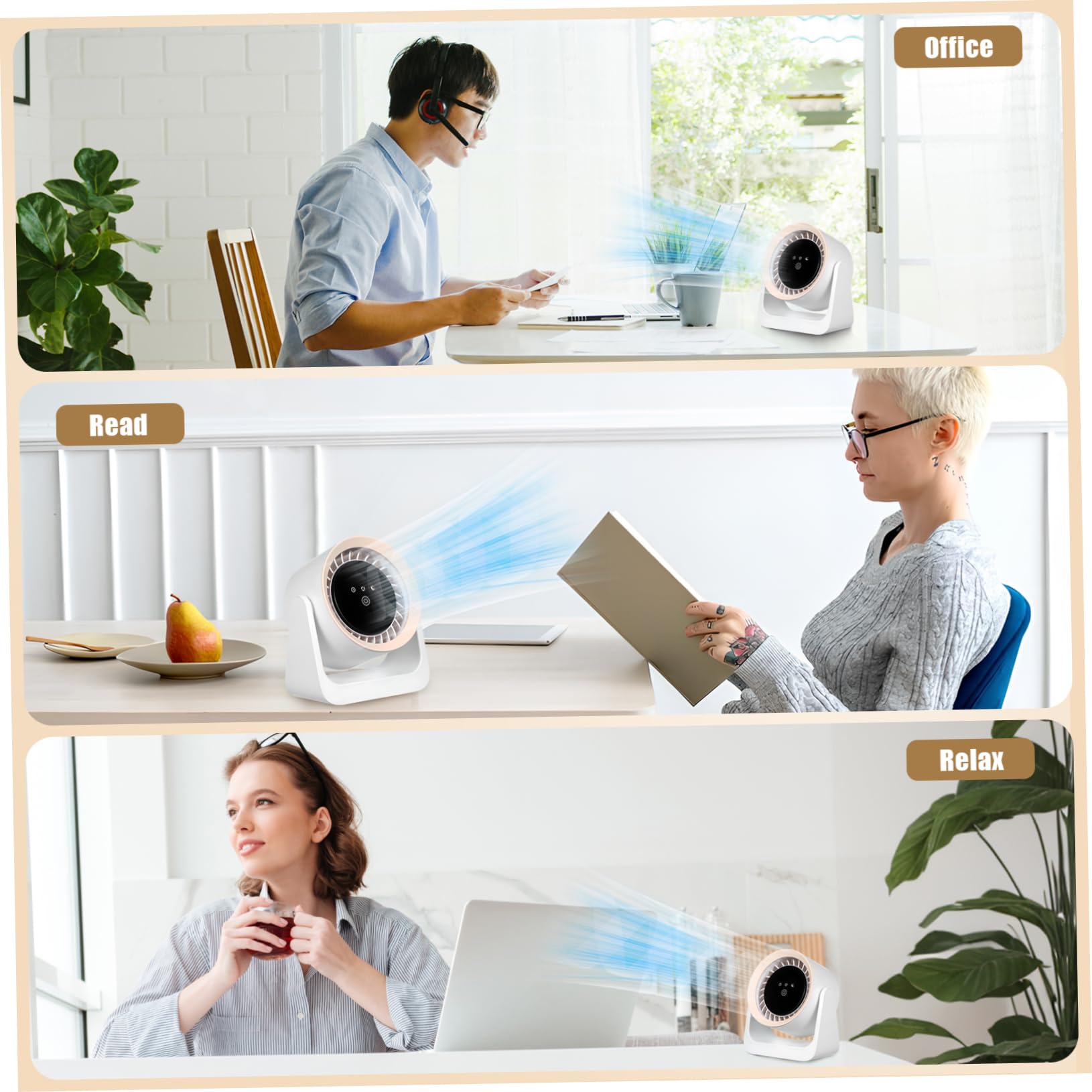 Sosoport Ventilador de Mesa Recargable por USB Ventilador Portátil de Alta Velocidad Oficina el Hogar o Viajes Enfriador de Aire de Escritorio