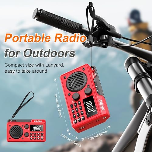 Miniatura 6 de Radio portátil AM FM 1500mAh recargable con la mejor recepción, radio de onda corta transistor, altavoz inalámbrico Bluetooth, con pantalla LCD