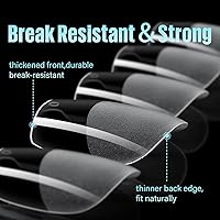 Vista 4 de TOMICCA Puntas de uñas de ataúd extra cortas, 240 piezas de uñas acrílicas de cobertura completa, 12 tamaños preformados, puntas de uñas postizas