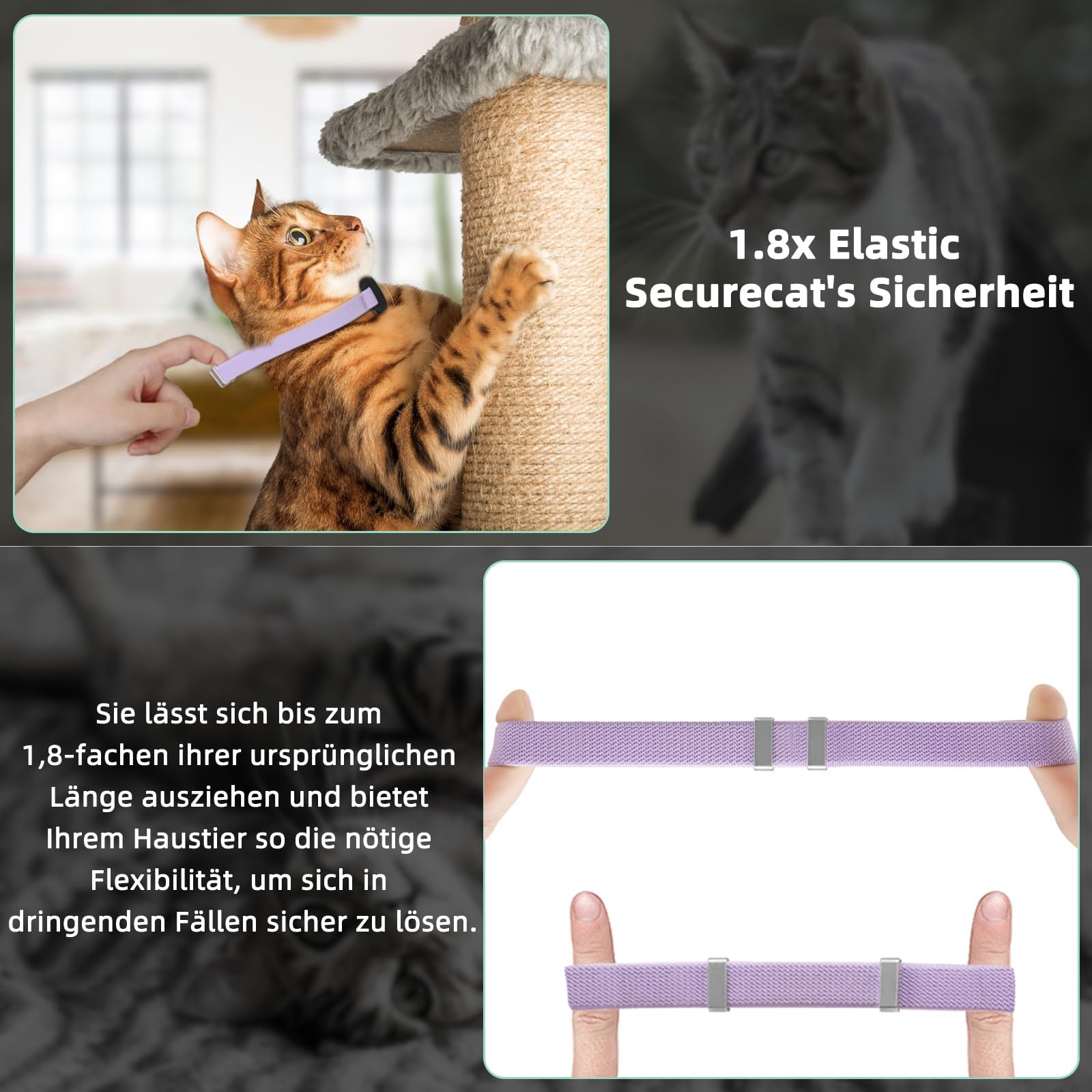Produktbild von AirTag Katzenhalsband – Elastisch, Dehnbar, Mit Integrierter AirTag-Halterung, Größe 8-12 Zoll, Bequem Und Sicher