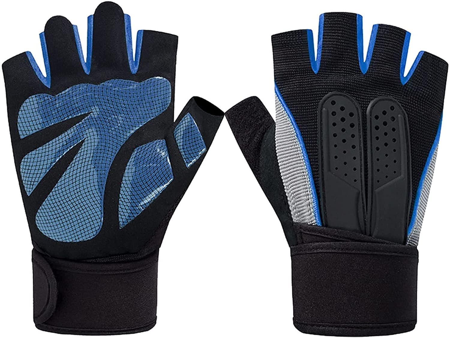 Guanti da Ciclismo Guanti ciclistici Esterni Traspiranti a metà di Dito Antiscivolo Guanti da Bici Che assorbono Guanti da Bici (Blue : E, Size : XL)