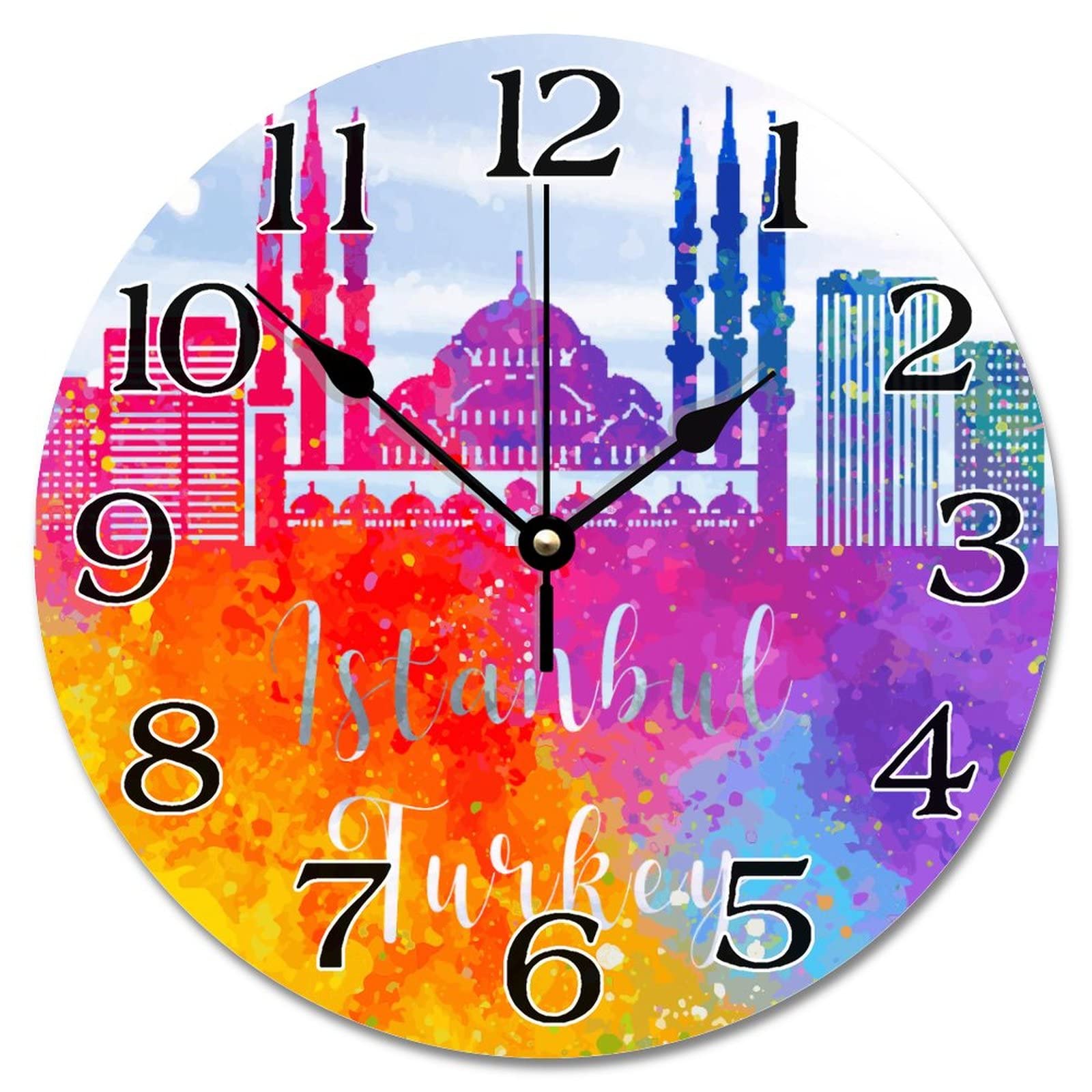 Horloge murale Istanbul colorée : égayez votre salon moderne