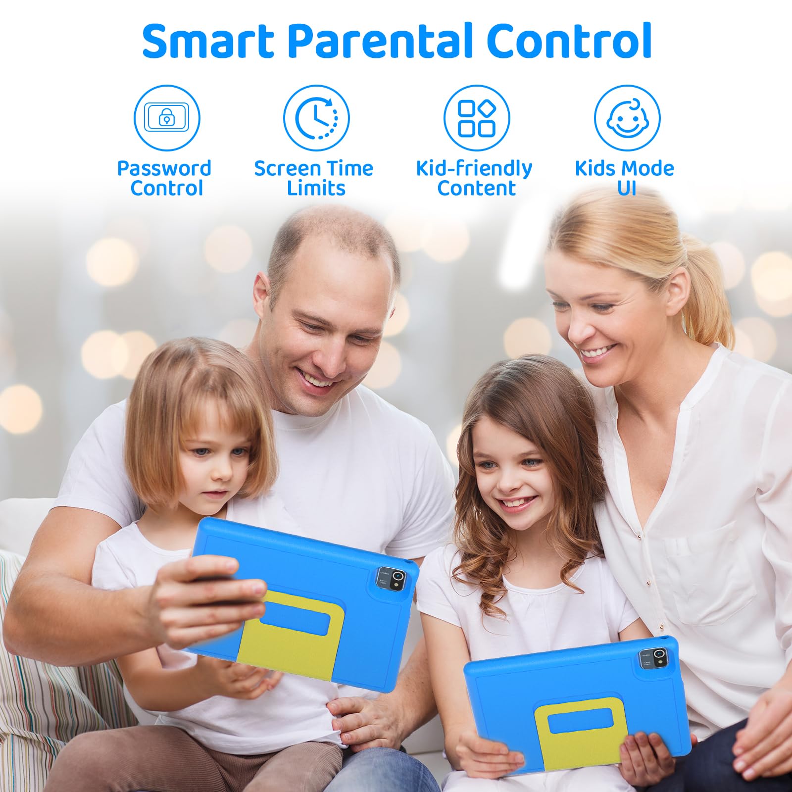 Wqplo Tablette pour Enfants 10 Pouces Android 13 64 Go 5000mAh Bluetooth IPS HD 1280 * 800 Affichage Google Services Contrôle Parental (Bleu)