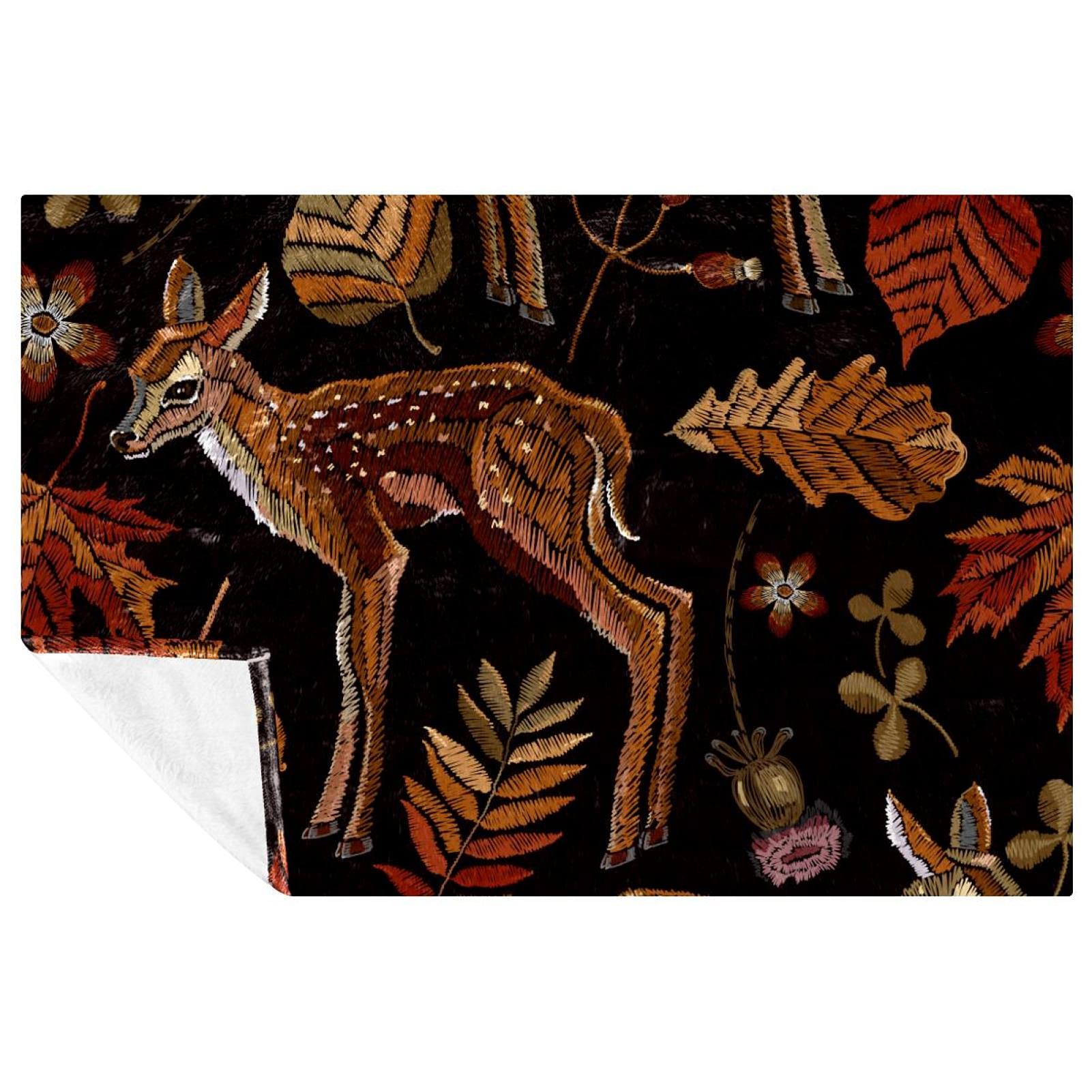 Couverture douce brodée élan plaid d'exception pour lit raffiné