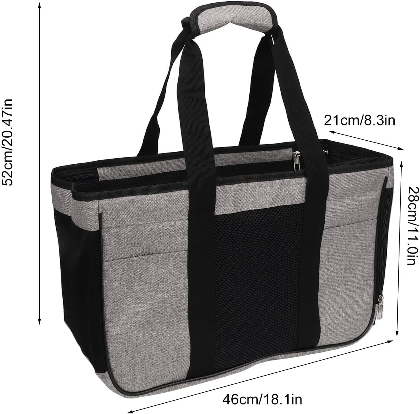 Cat Carrier with Breathable Mesh, Cat Carrier Soft with Escape Proof Build, Portable Travel Bag for Small Animals Puppies Outdoor Daily Trips (Grey with Black)