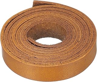 sourcing map Cordón plano de cuero de 12 mm, tiras de cordones de cuero para bricolaje, color amarillo y marrón