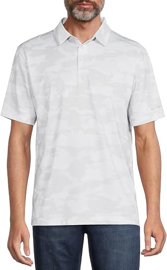 Ben Hogan Mens Gray & White Camo Print Short Sleeve Performance Polo Shirt