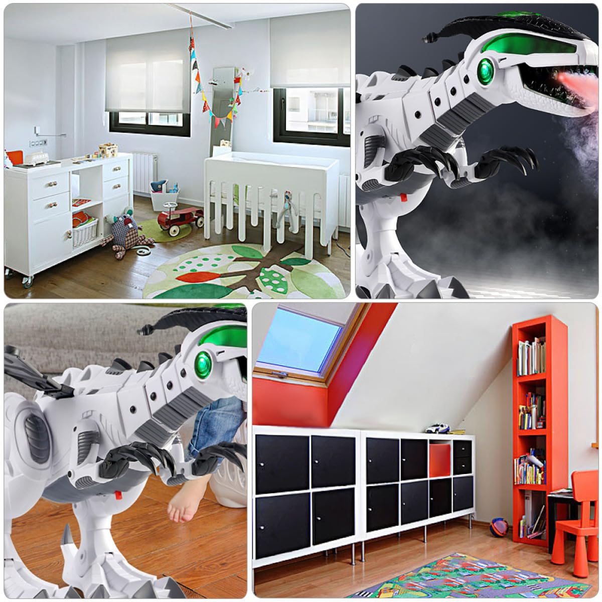 TOYANDONA Dinosauro Elettrico Telecomandato Nebulizzazione e Animazione per Scrivania Decorativo Creativo per Ragazzi e Ragazze da Collezione in Camera o Ufficio