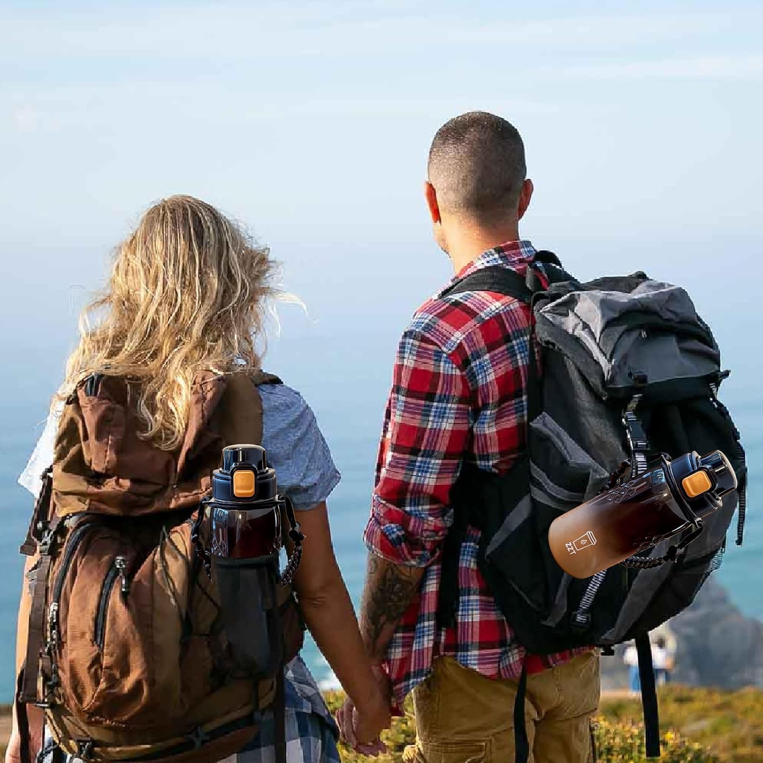 ZZT 25 oz Water Bottle with Spout & Adjustable Paracord Handle,Wide Mouth Water Jug with Leak Proof,Tritan, BPA Free for Gym Fitness & Outdoor (Black Gold) - Image 6