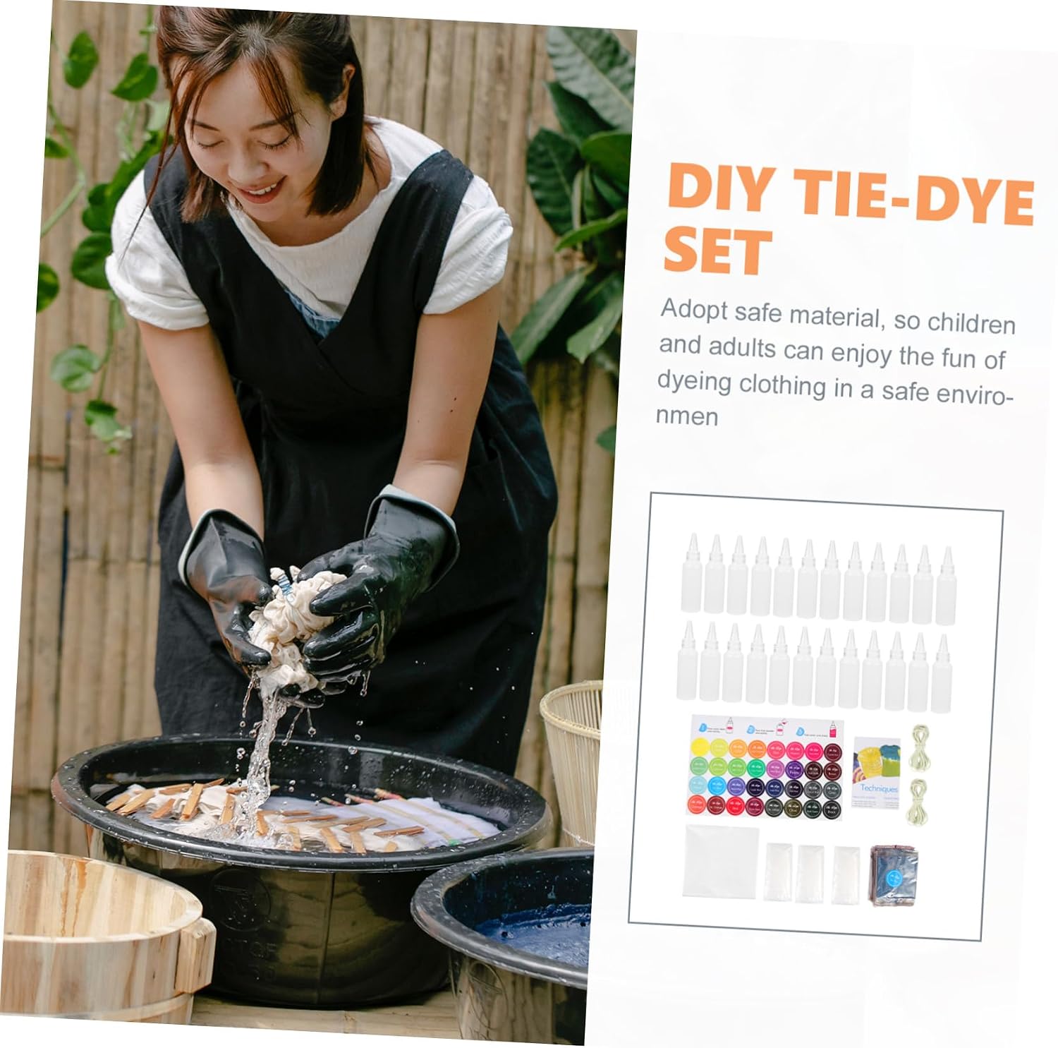 Tie Dye Powder Kit 24 Colors Fabric Dye Powder for T-Shirts and Scarves with 60ml Bottles Safe and Adults for Summer Camp Activities