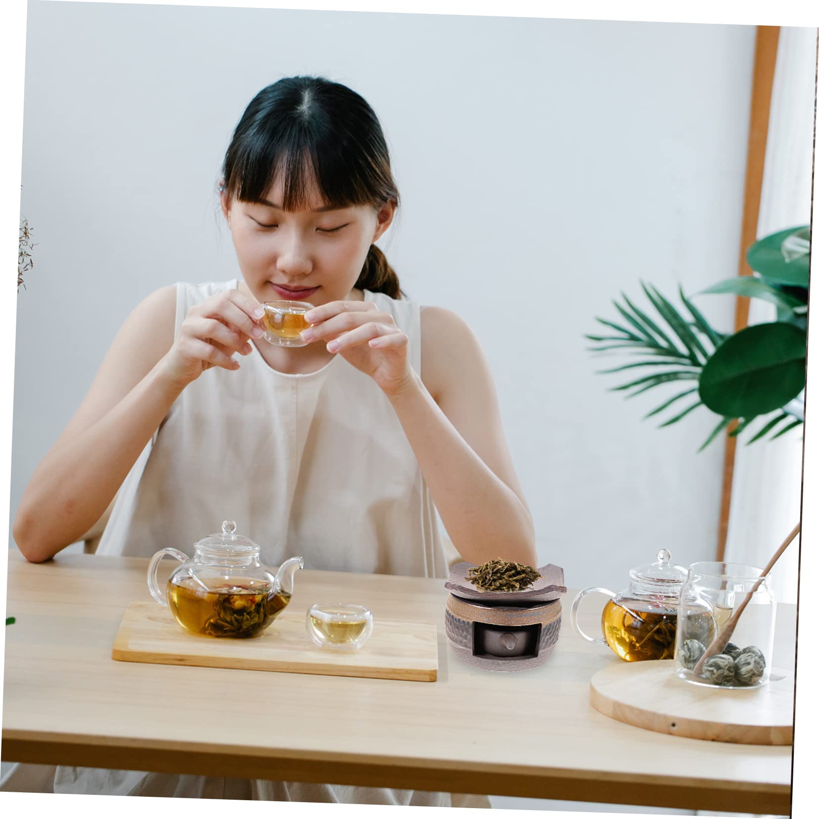LIFKOME 1 Juego Estufa de té Tostado de cerámica pequeño Calentador pequeño Escritorio de Trabajo Luces de té Estufa de té más Caliente Estufa Calentador de té pequeña te Ligero Tetera