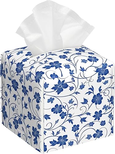 Miniatura 9 de Caja de pañuelos con diseño floral de amapola marrón con acuarela, diseño de flores abstractas de cuero, soporte decorativo para caja de papel de