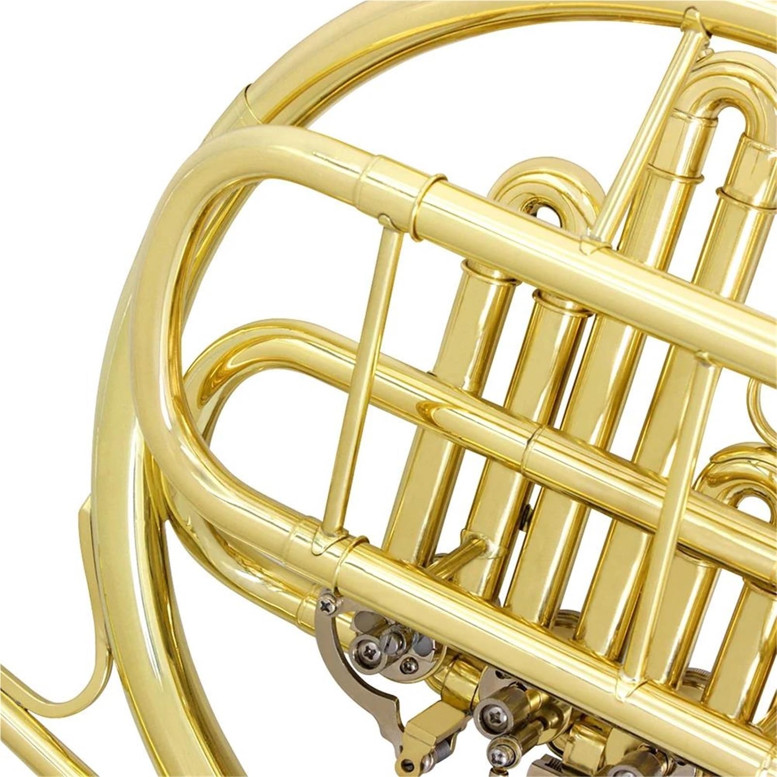 4 Klawisze Pozłacany Francuski Róg F Strojenie Bb Dzielony Podwójny Rząd Mosiężny Instrument Muzyczny