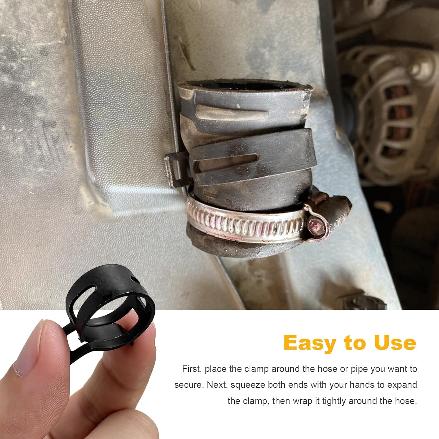20 PCS Car Spring Band Type Clamps, 0.30" ID 8mm Auto Fuel Line Hose Spring Clip Replacement, Vacuum Hose Clamps Air Tube Fasteners for SUVs Sedans Trucks, Car Accessories