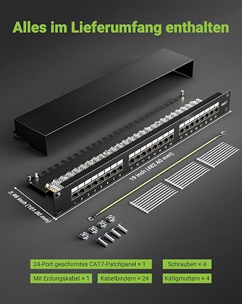 Shielded 24 Port CAT7 Patch Panel Distribution Panel 10Gbps