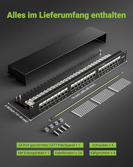 Shielded 24 Port CAT7 Patch Panel Distribution Panel 10Gbps
