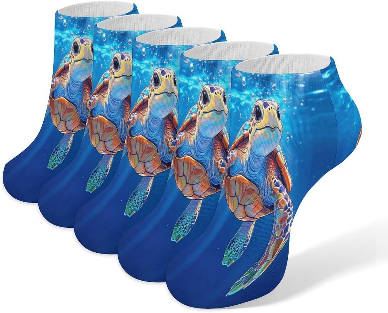 Sea ​​turtle 5Pairs Low Cut Ankle Socks for Women No Show Casual Breathable Athletic Socks for Sport