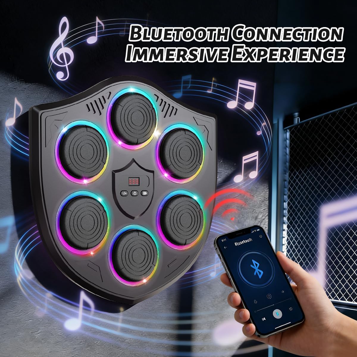 Music Boxing Machine for Adults, Wall Mounted Smart Punching Trainer, Interactive Boxing Target for Home Fitness