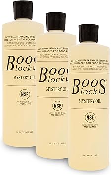 John Boos 3-Pack Mystery Oil, Food-Grade Care Set, 16 oz - All-Natural Maintenance Formula for Butcher Blocks, Cutting Boards, Wooden Countertops & Wood Culinary Utensils