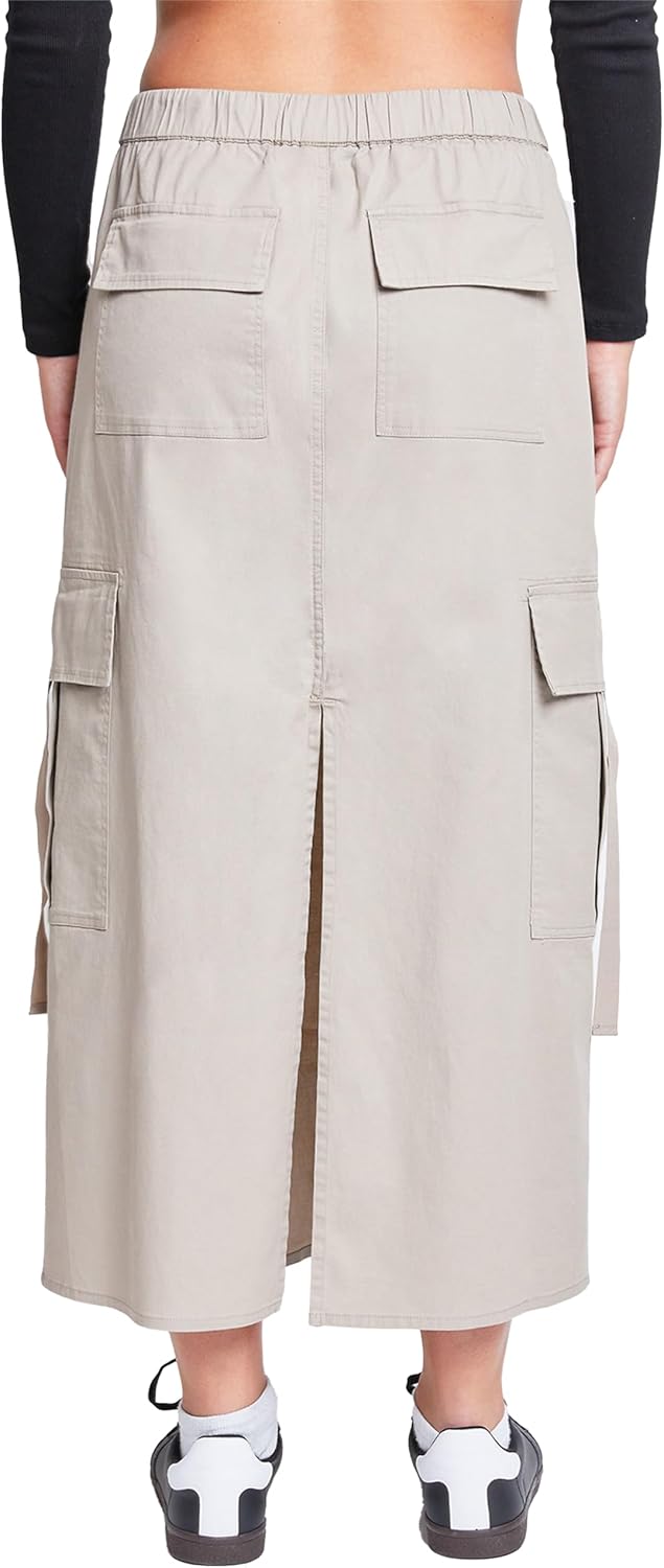 YMI Jeans Women’s Poplin Maxi Drawcord Cargo Skirt
