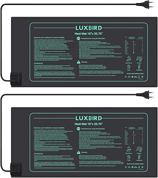 LUXBIRD 2 Pack Seedling Heating Mat for Seed Starting, 10x 20.75 Durable Waterproof Warm Hydroponic Heating Pad for Indoor Plants Germination, IP67, MET Standard 120V US Plug