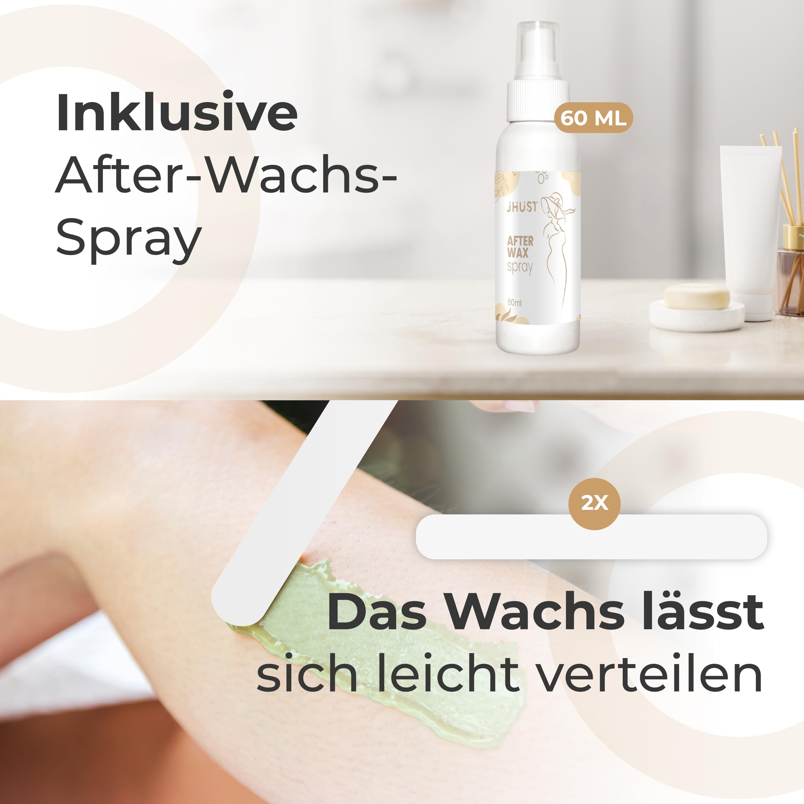 Wachswärmer-Set Grau 600 g Wachsperlen After-Wax-Spray Wachs-Set Weiß
