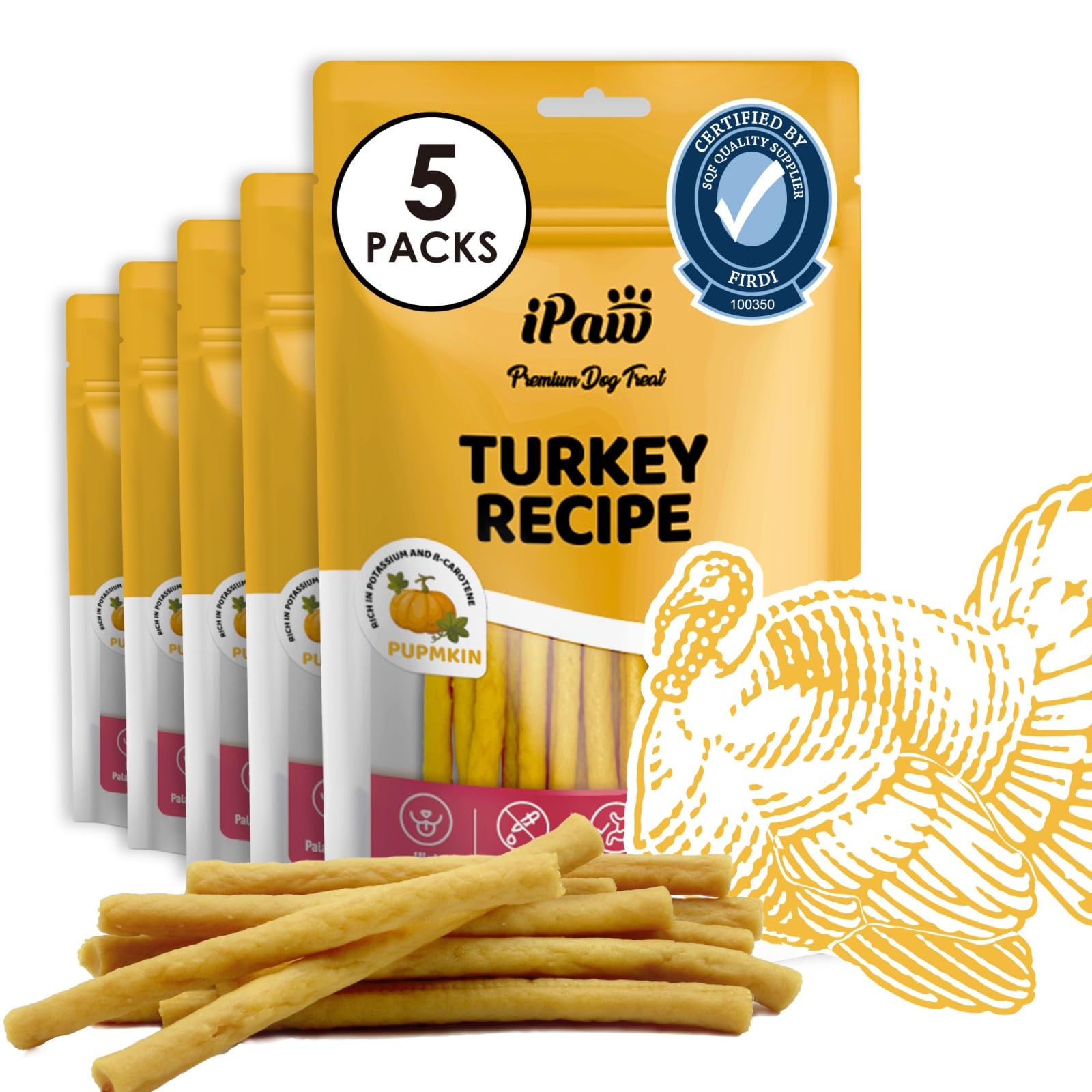 iPaw Turkey Dog Treats, SQF-Certified Production Process Dog Chew