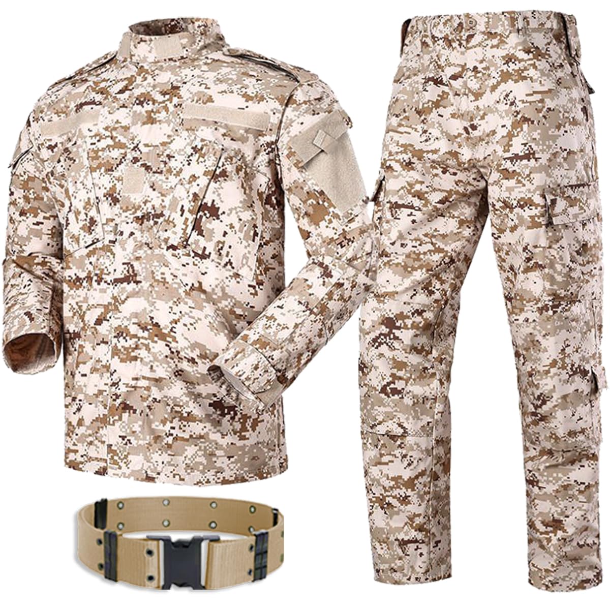 HANSTRONG GEARMen Tactical BDU Combat Uniform Jacket Shirt & Pants Suit for Army Military Airsoft Paintball Hunting Shooting War Game Desert Digital (AOR1