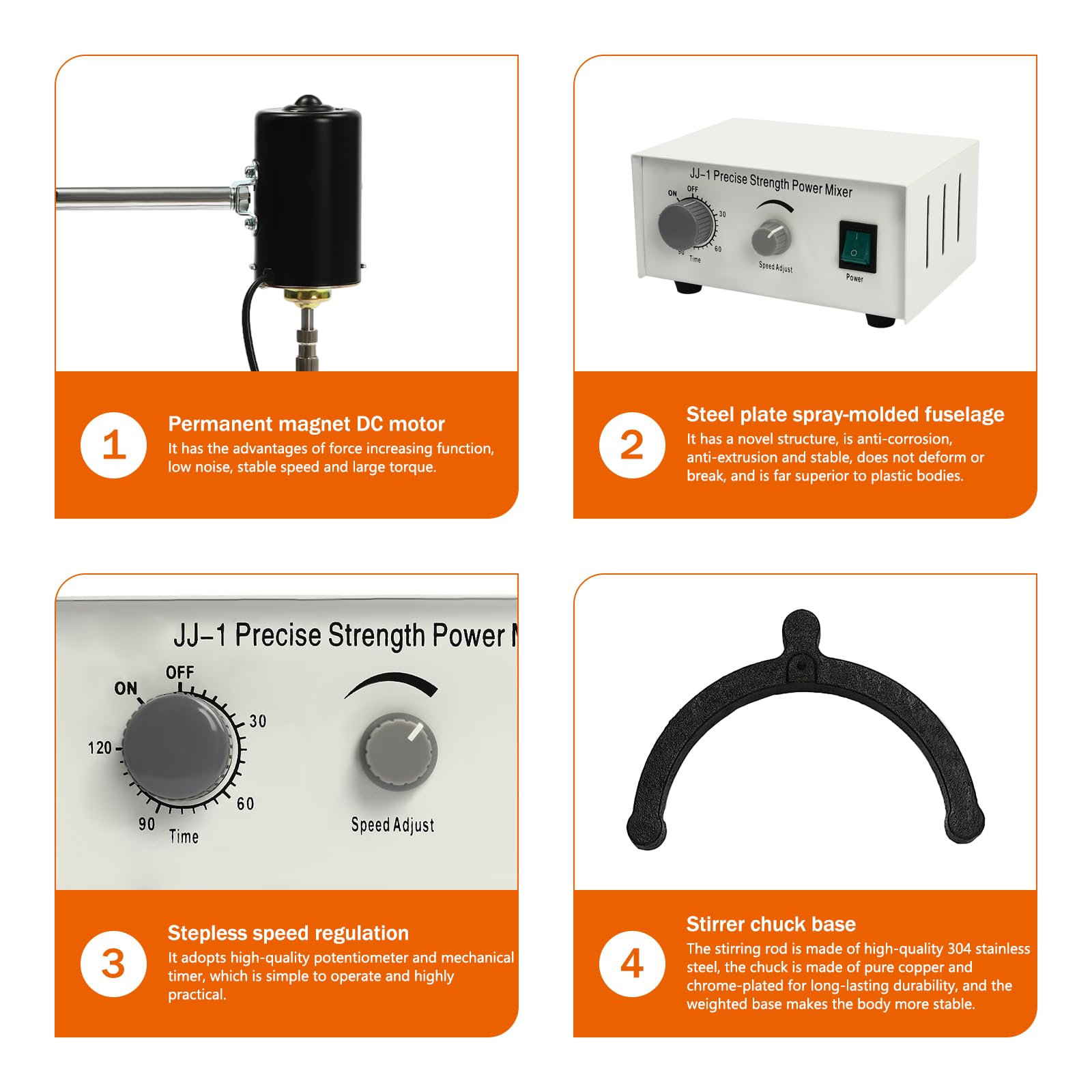 Agitador magnético eléctrico 0-3000RPM, mezclador de laboratorio eléctrico 100 W, agitador mecánico automático para mezcladores mecánicos de laboratorio