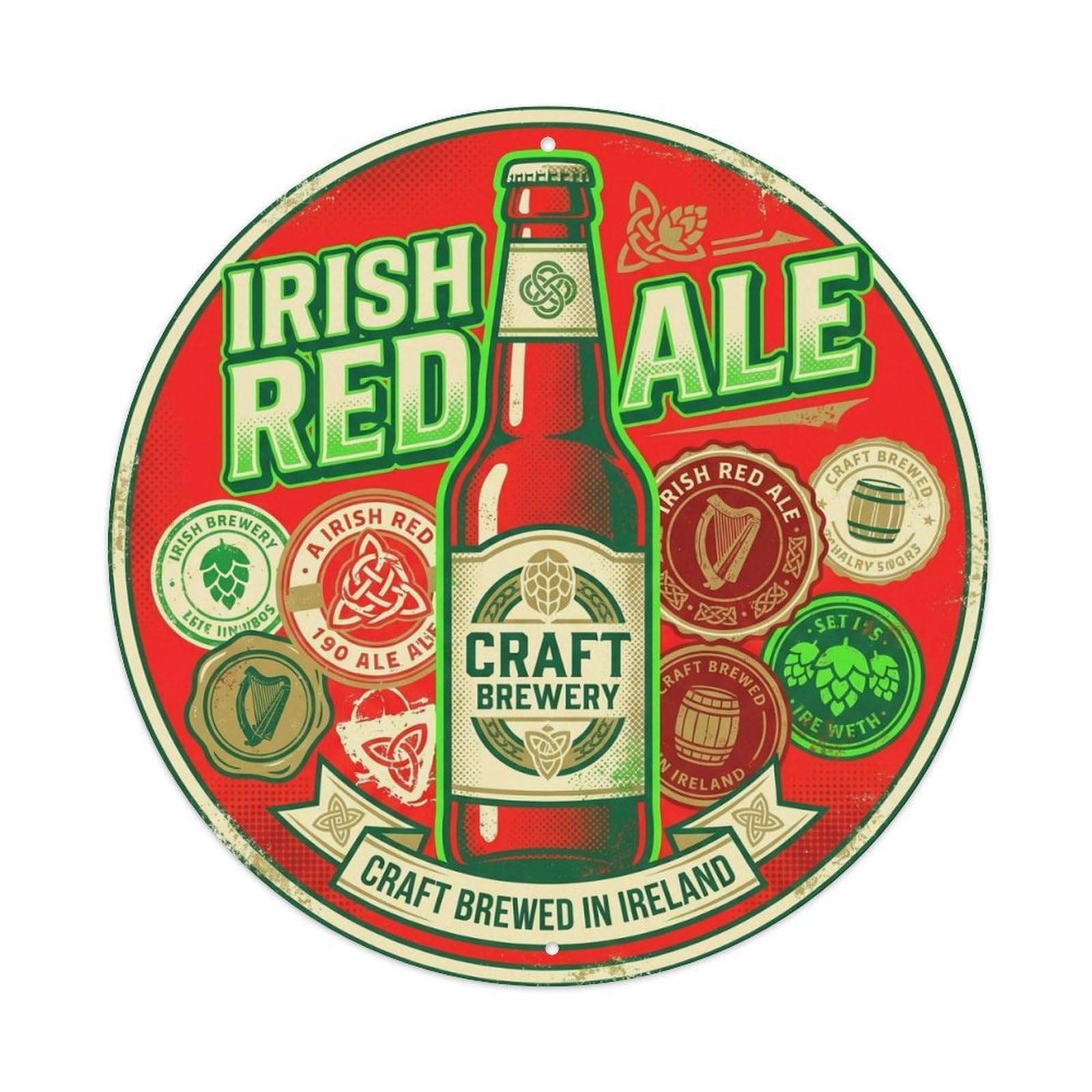 Irish Red Ale Beer Craft Brew Vintage Wild Ferment Metal Tin Sign